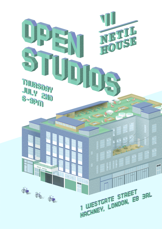 Flyer to promote upcoming OPEN STUDIOS event at Netil House.