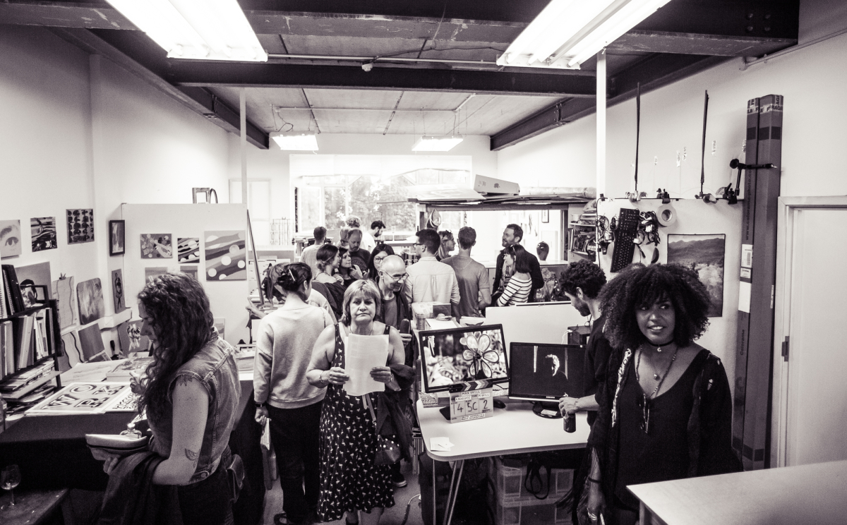 A busy creative studio at Hackney Downs Studios, East London.