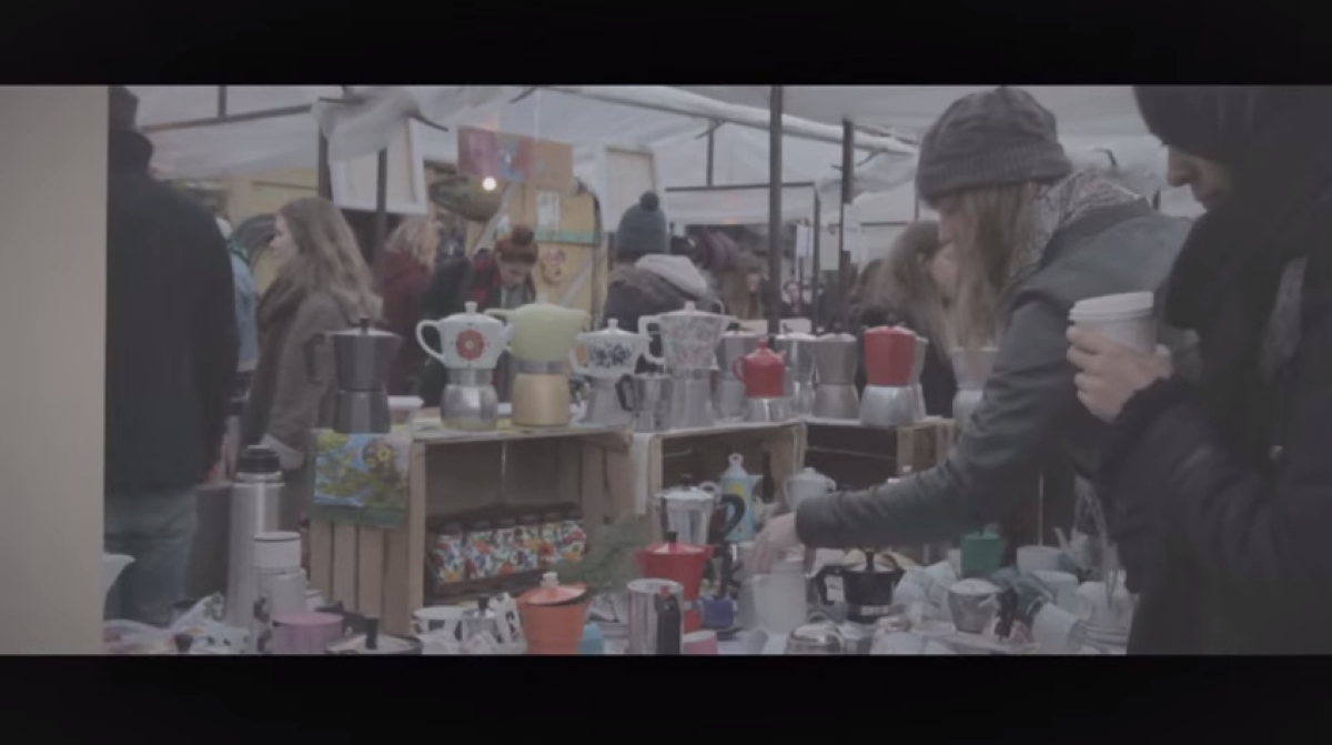 Vintage cafetieres at Netil Market in Hackney, East London.