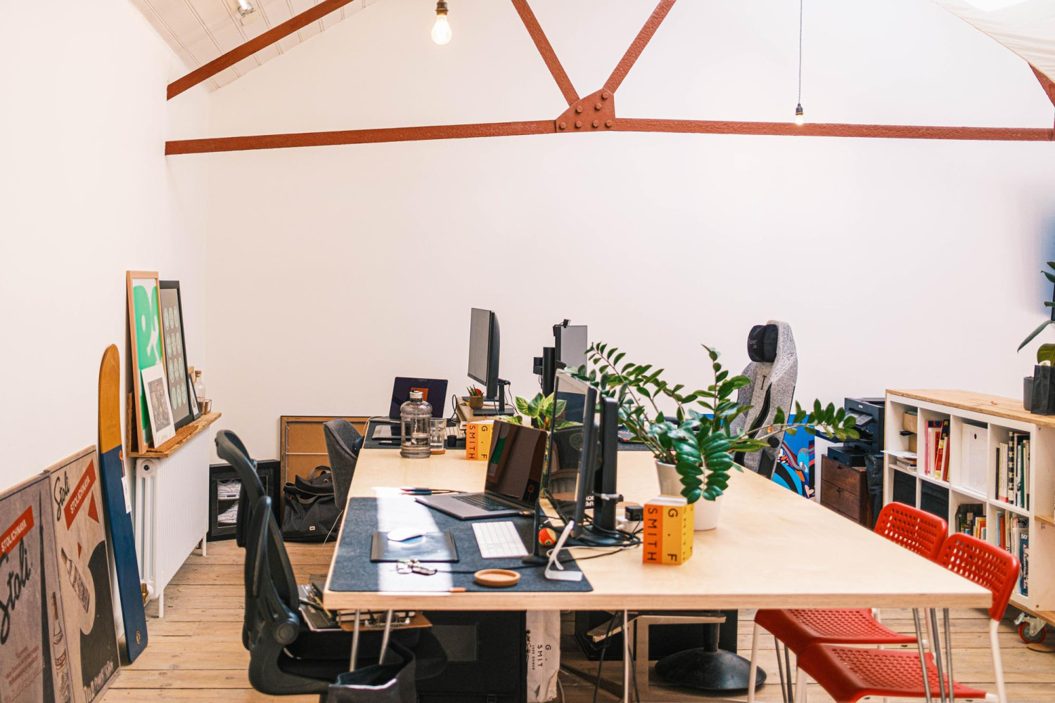 Bright and modern coworking desk space at Alma Yard for creatives and small businesses